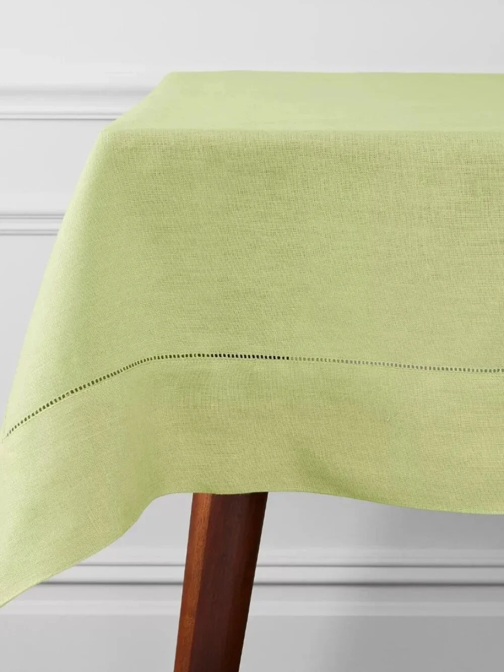 Sferra Festival Rectangle Tablecloth 66x140 Kiwi Linen Hemstitch
